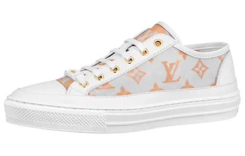 LOUIS VUITTON Stellar Leather Low top Stylish Skateboarding Shoes Women's White Orange
