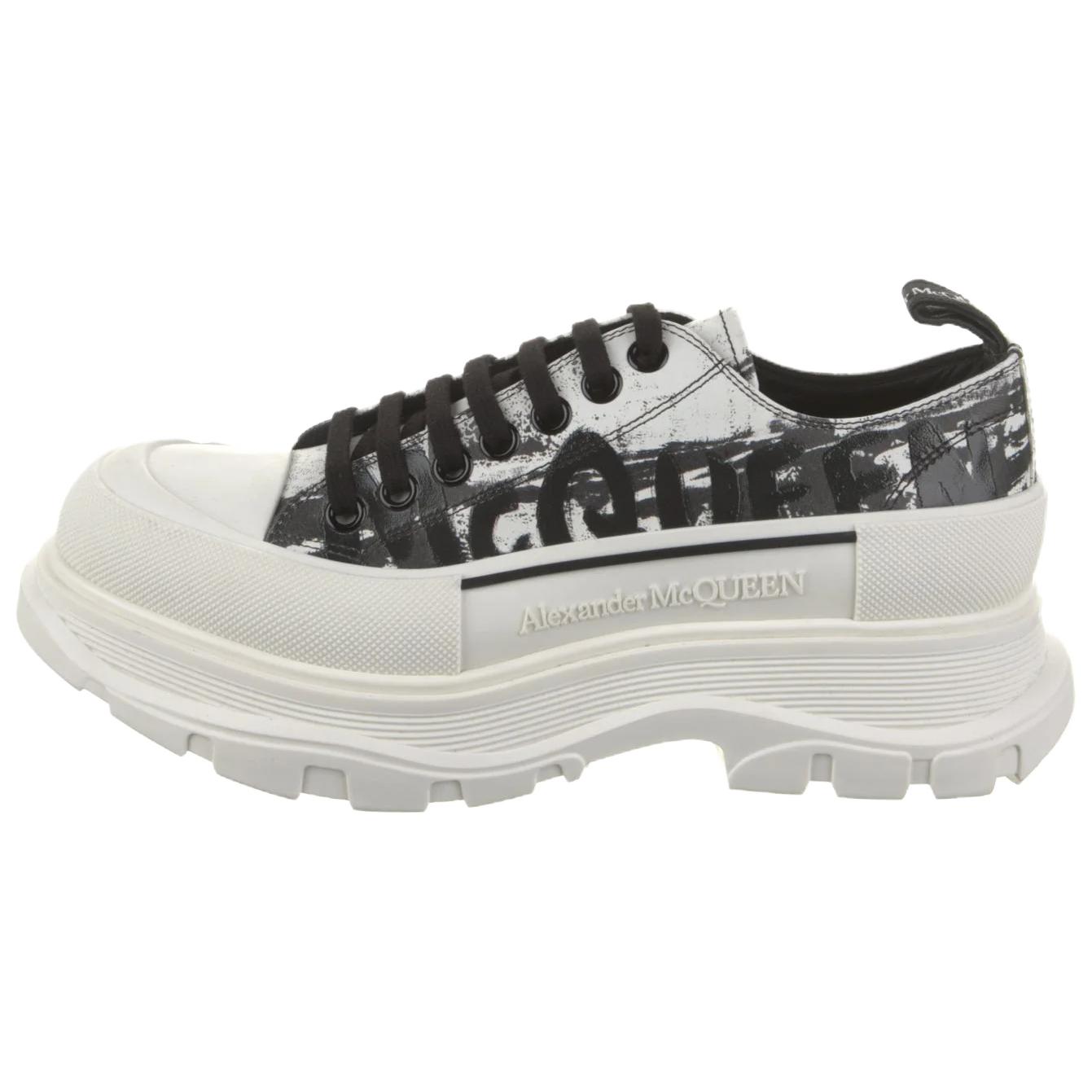 Мужские кеды Alexander McQueen Tread Slick (черно-белые)