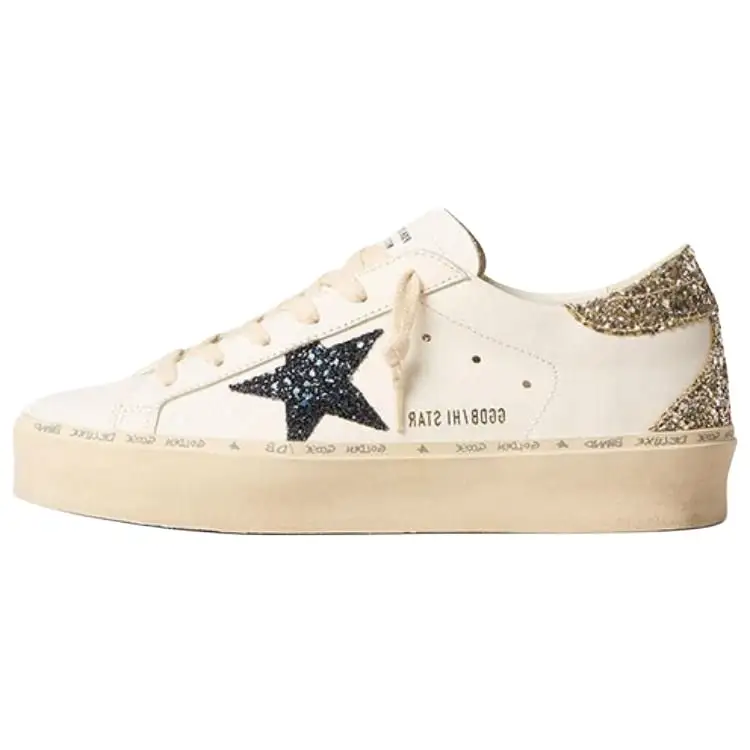 Golden Goose Hi Star Cow Leather Low top Skateboard Shoes Women's White Beige
