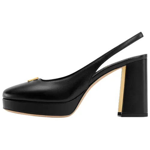 LOUIS VUITTON Swing Chunky Heel High Heels 7.5cm Women's Black