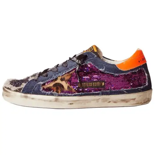 Golden Goose Super Star Skateboard Shoes Women's Low Top Black/Purple/Orange