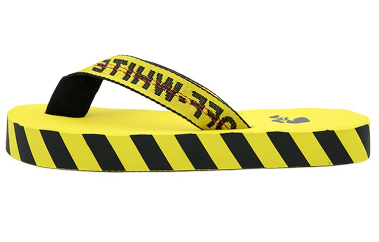 OFF WHITE Diagonal Stripes Flip Flops Yellow Black Aw 20