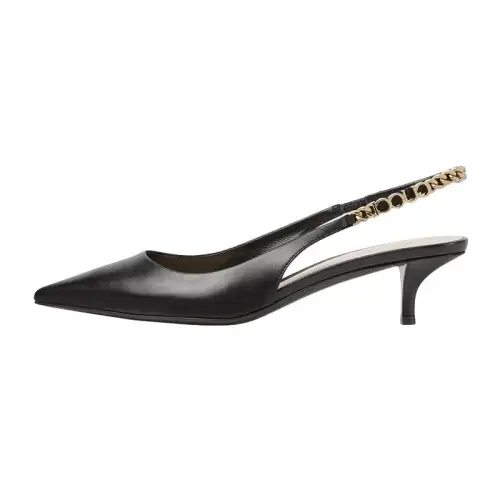 GUCCI Signoria Leather Slim Heel High Heels 4.3cm Women's Black