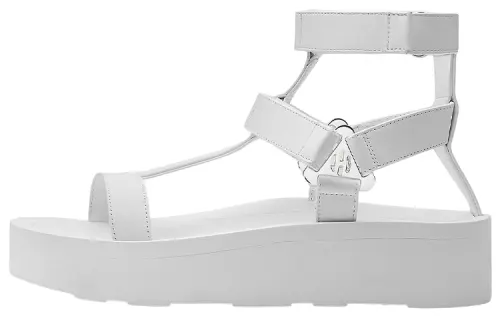 HERMES Enid Leather One Strap Sandals Women's White