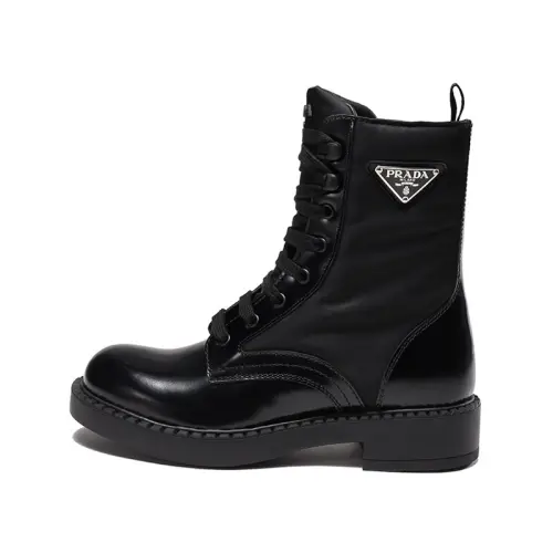 PRADA Leather, Textile Fashion Ankle Boots 2.5cm Men's Black