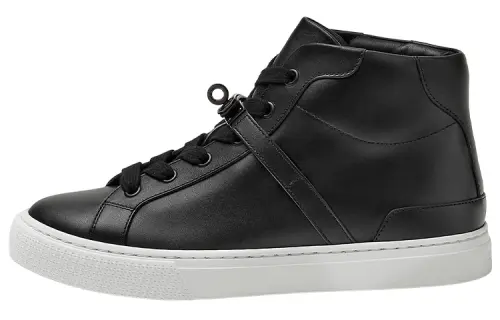 HERMES Daydream Leather High top Stylish Skateboarding Shoes Women's Black