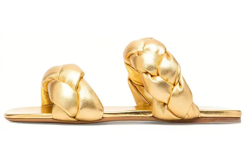 MIU MIU Metal Slide Slippers Women's Gold