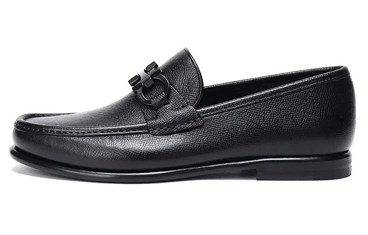 FERRAGAMO Genuine Leather Business Men's Casual Men's Black