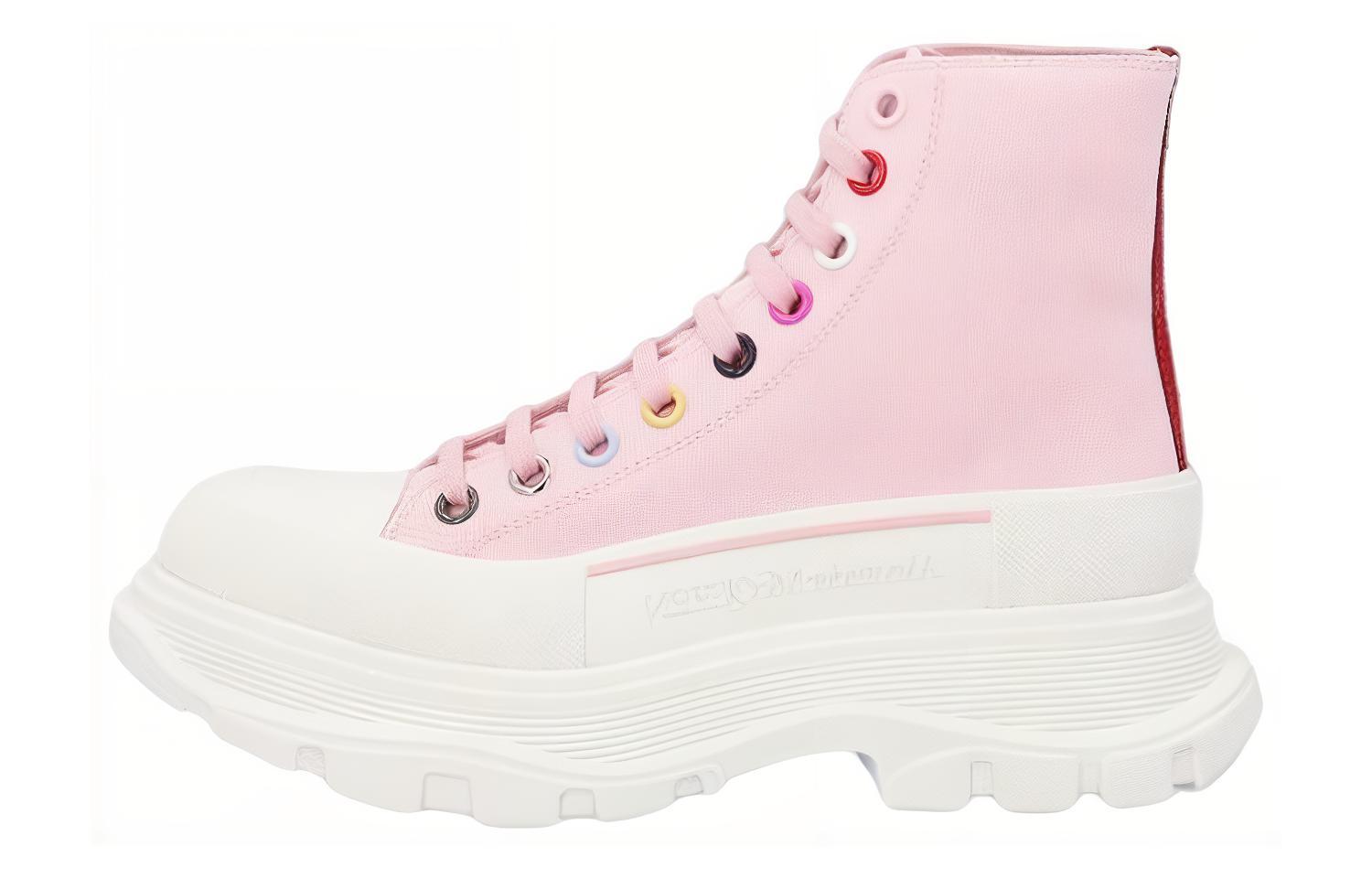 Женские ботинки Alexander McQueen Tread Slick (розово-белые)
