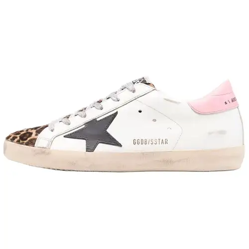 Golden Goose Super-Star White Pink Leopard Dark Grey Patch Women's