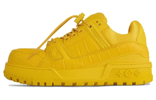 LOUIS VUITTON Trainer Maxi Little Jigglypuff Leather Low top Skateboard Shoes Unisex Yellow