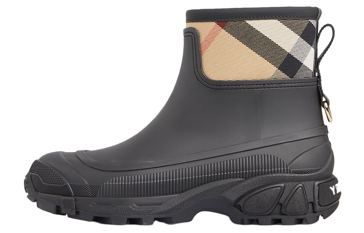 Burberry Burberry Burberry plaid low-top rain boots women's black