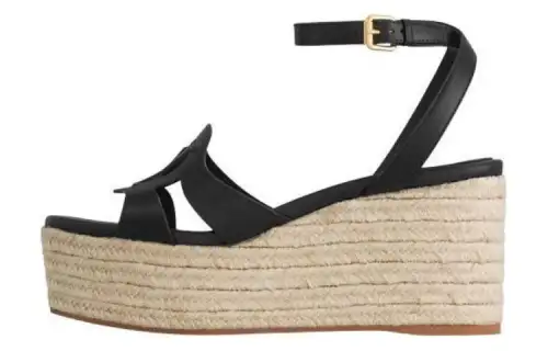 LOUIS VUITTON Isola Leather One Strap Sandals 4cm Women's Black