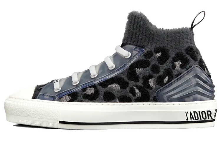 DIOR Walk'n'Dior Platform Shoes High top Stylish Skateboarding Shoes Women's Gray Blue