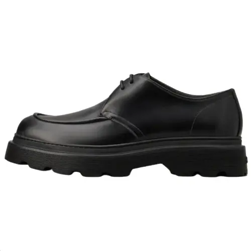 TOD'S Tods calfskin round toe thick sole casual shoes men's black