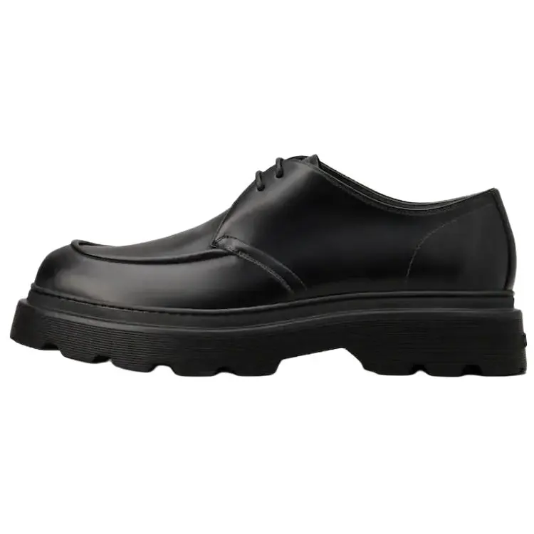 TOD'S Tods calfskin round toe thick sole casual shoes men's black