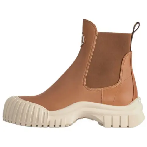 LOUIS VUITTON Ruby Cow Leather Short Chelsea Boots Women's Brown