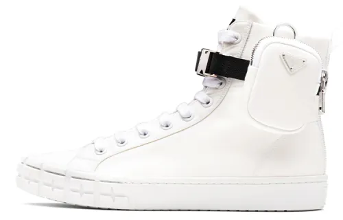 PRADA High top Canvas Shoes Men's White