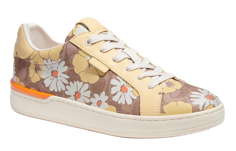 COACH Lowline Leather Daisy Low top Sports Casual Shoes Women's Vanilla