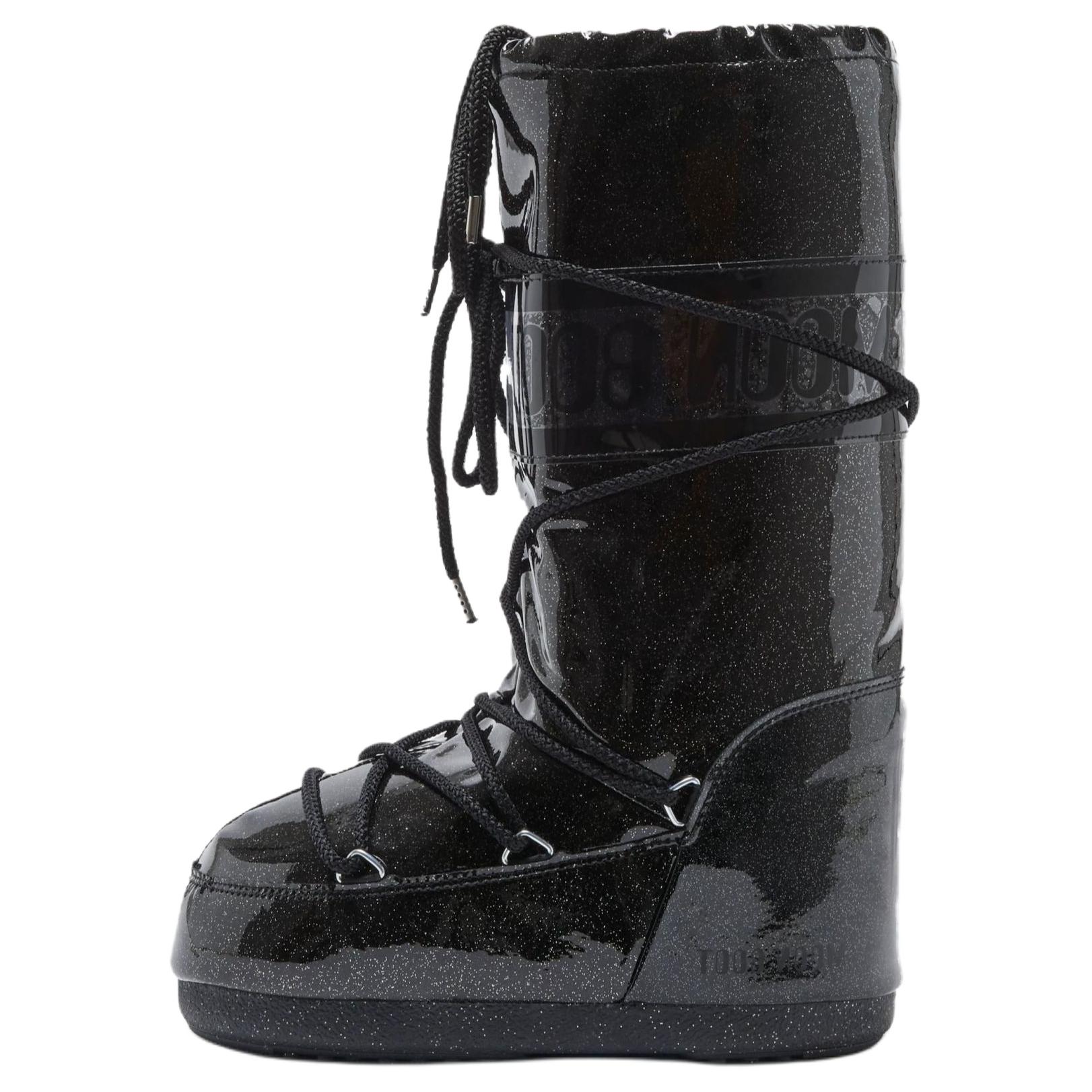 Сапоги Moon Boot (черные с блестками)