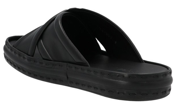 FENDI Crossover Band Sandal Black Embossed Macro Ff Motif
