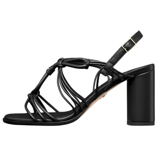 DIOR Dioriviera D Sand Sheepskin One Strap Sandals 8cm Women's Black