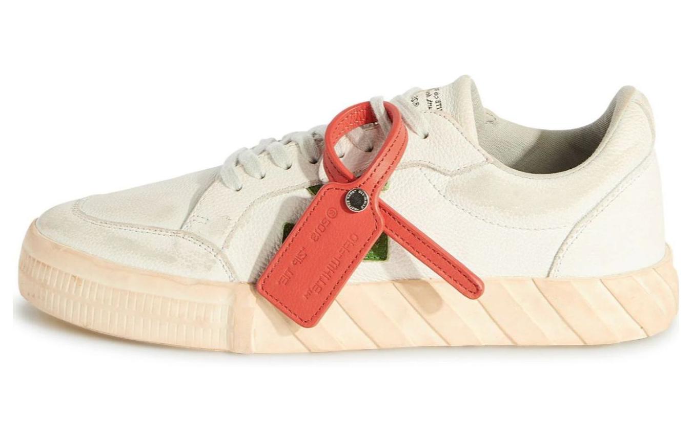OFF WHITE Vulcanized Low Distressed Leather White Green
