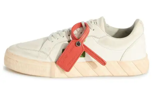 OFF WHITE Vulcanized Low Distressed Leather White Green