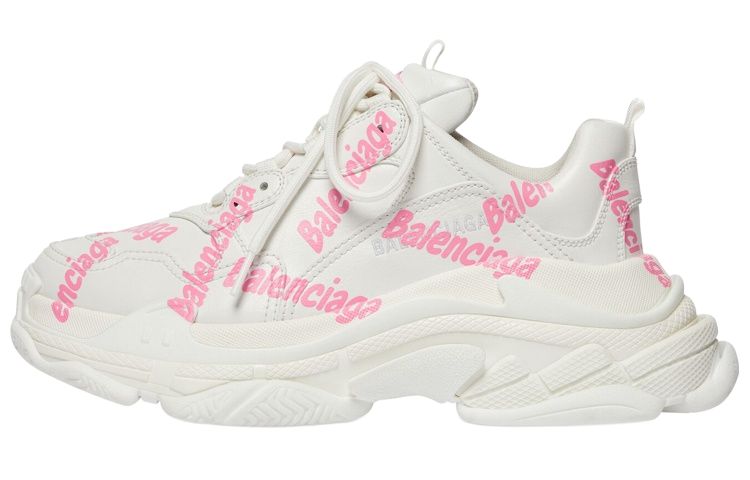 Женские кроссовки Balenciaga Triple S (бело-розовые)