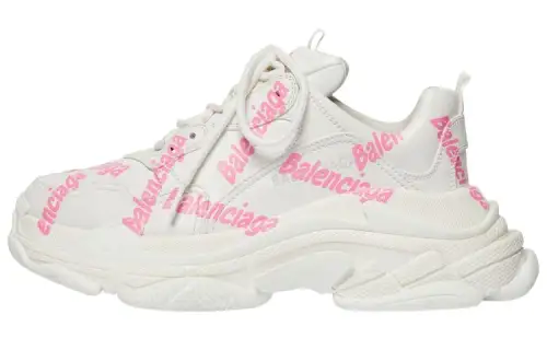 Balenciaga Triple S Logotype Trainers White Pink Women's