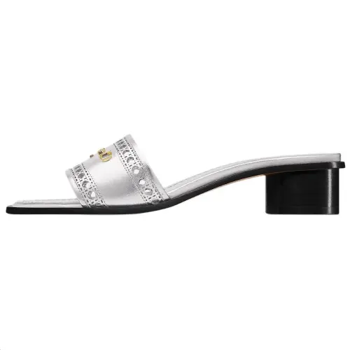 DIOR D Lane Slide Slippers 3.5cm Women's Silver