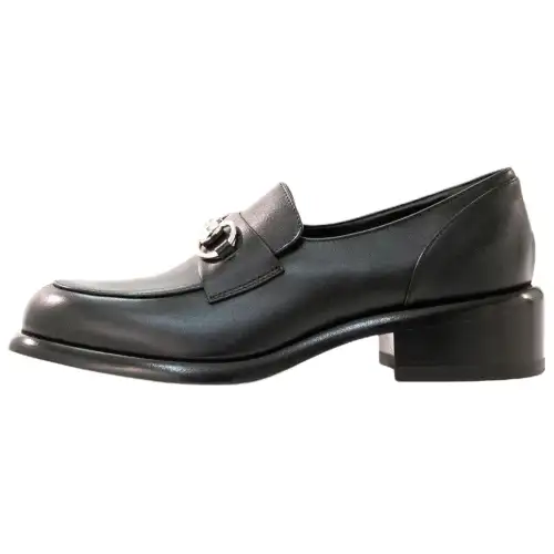 GUCCI Savoy Calfskin Loafers 4.5cm Women's Black