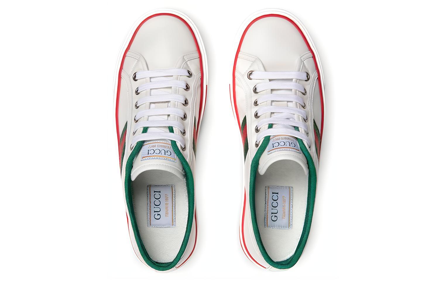 Женские кеды Gucci Tennis 1977 (бело-зелено-красные) — фото 4