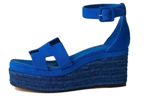 HERMES Elda Cow Leather One Strap Sandals 8cm Women's Blue