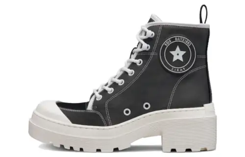 DIOR D Rise Leather Combat Boots Women's Black