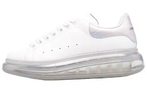 Alexander McQueen Leather Larry Oversized Sneakers 'White Iridescent' Women's