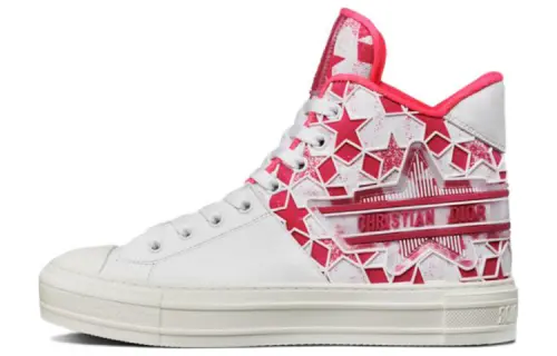 DIOR Walk'n'Dior Platform Shoes Canvas High top Stylish Skateboarding Shoes Women's Pink