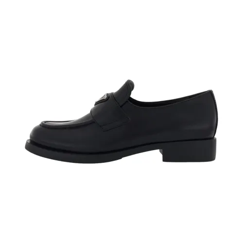 PRADA Triangle-logo Leather Loafers