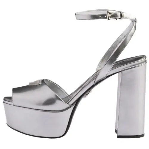 PRADA Leather One Strap Sandals 11.5cm Women's Silver