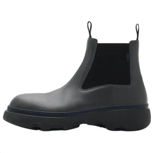 Burberry Calfskin Short Chelsea Boots Men's Black