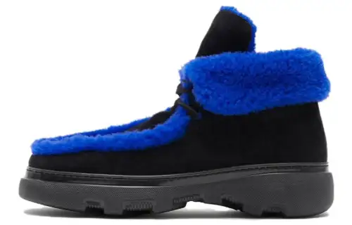 Burberry CREEPER Cow Suede High top Casual Shoes Men's Black