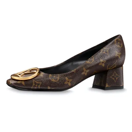 LOUIS VUITTON Madeleine Chunky Heel High Heels Women's Brown