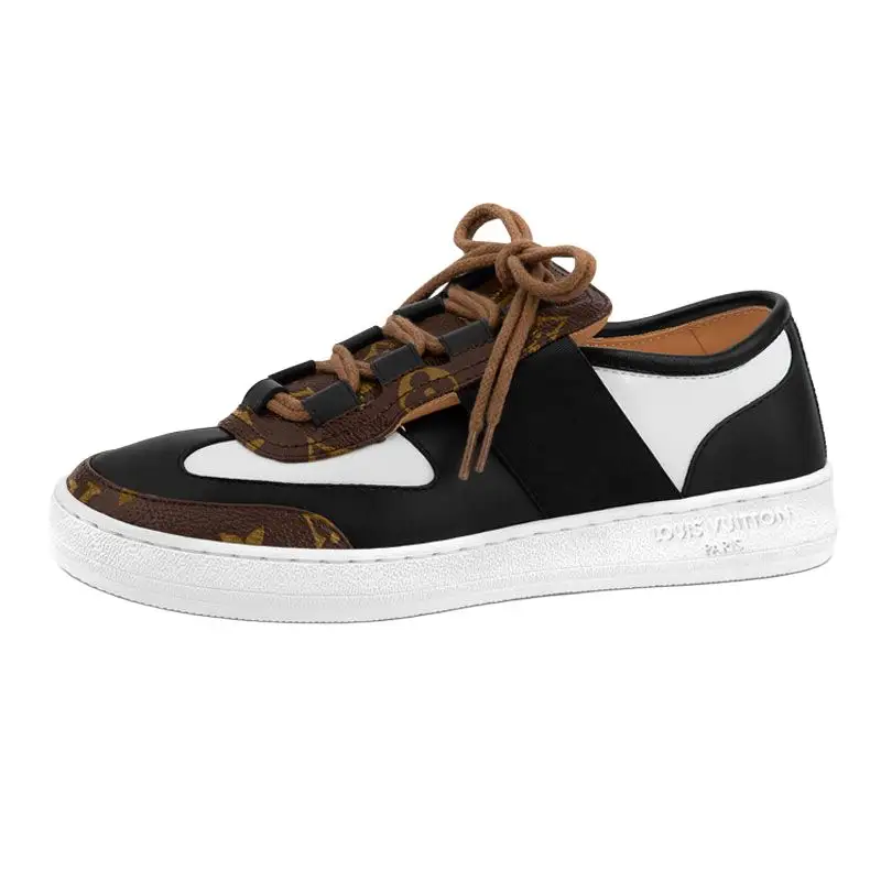 LOUIS VUITTON Lous Sneakers 'Black With Brown Monogram Deco' Women's