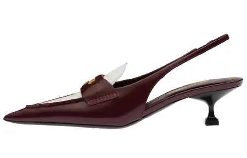 MIU MIU Penny Leather Cone Heel High Heels 4.5cm Women's Garnet White