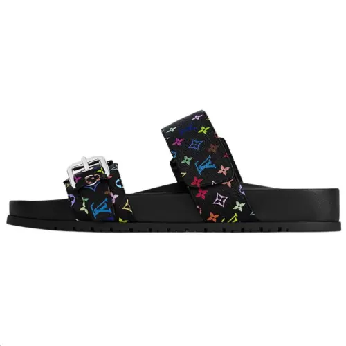 LOUIS VUITTON Slide Slippers Women's Black