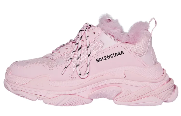 Balenciaga Triple S Fake Fur Pink Women's