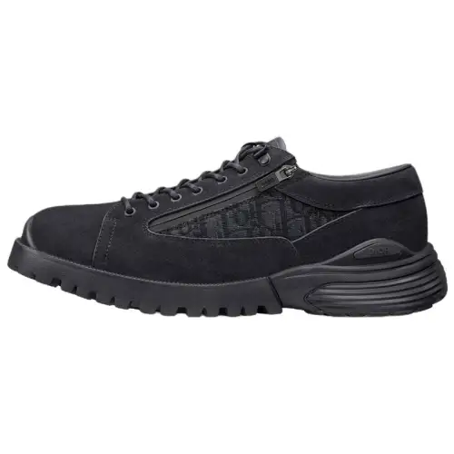 DIOR Combat Cow Split Leather Low top Casual Shoes Men's Black