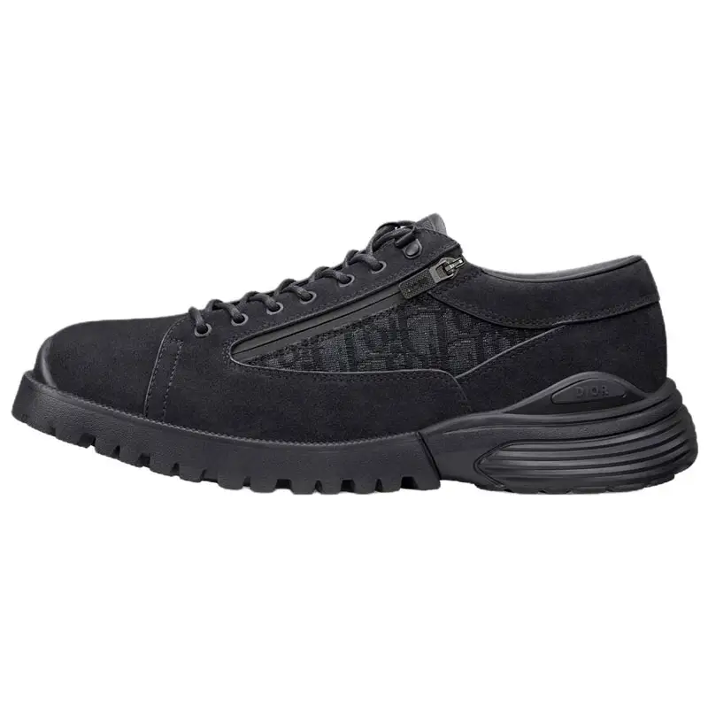 DIOR Combat Cow Split Leather Low top Casual Shoes Men's Black
