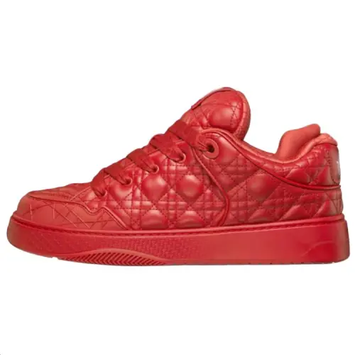 DIOR B9S Puffy Shoes/Skate Shoes Cow Leather Low top Skateboard Shoes Men's Red