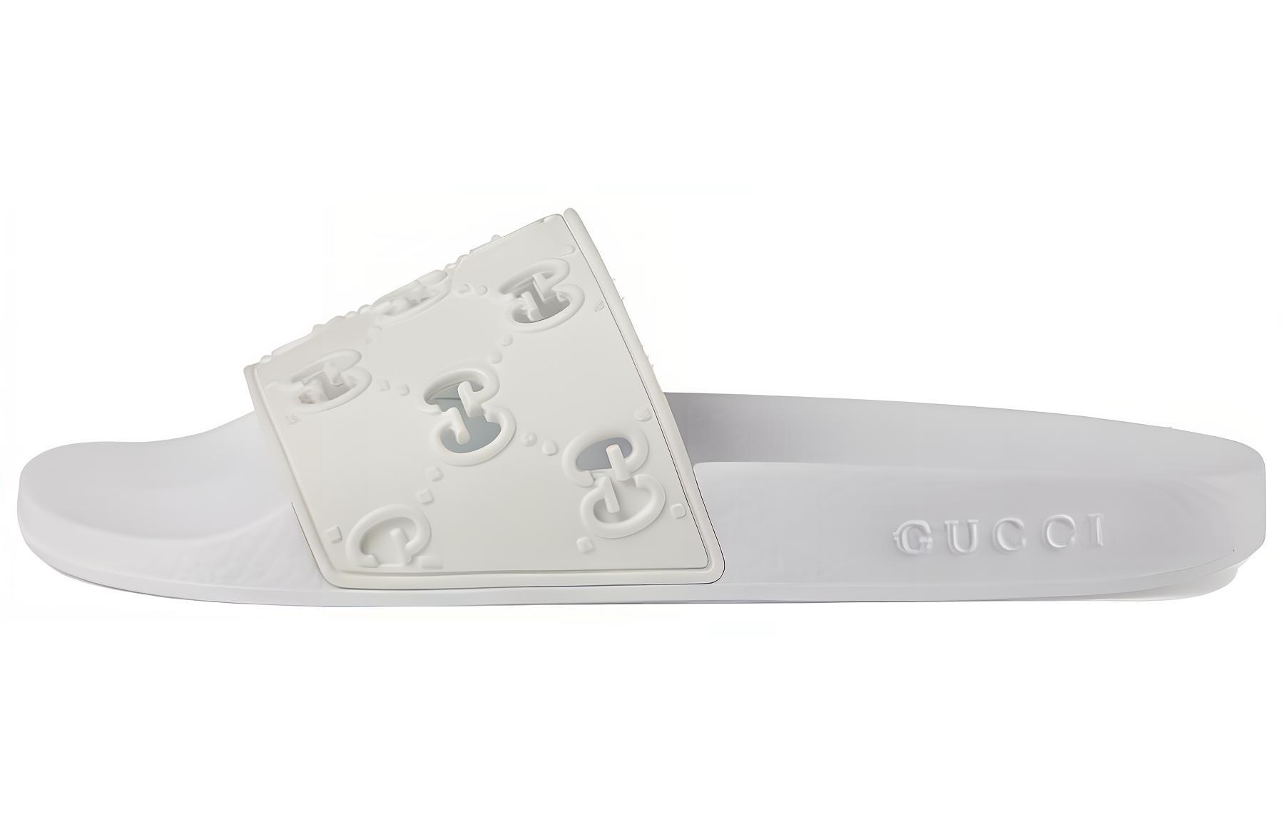 Gucci Wmns Rubber Gg Slide 'White' Women's